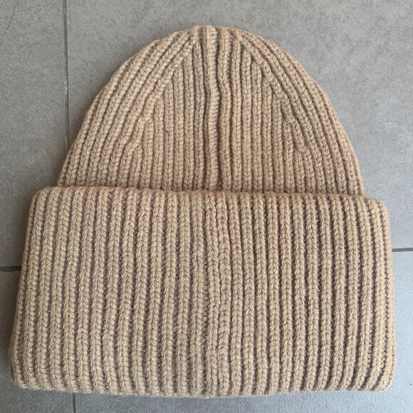 Acne Studios Beige Face Logo Wool Beanie - Picture 4 of 6